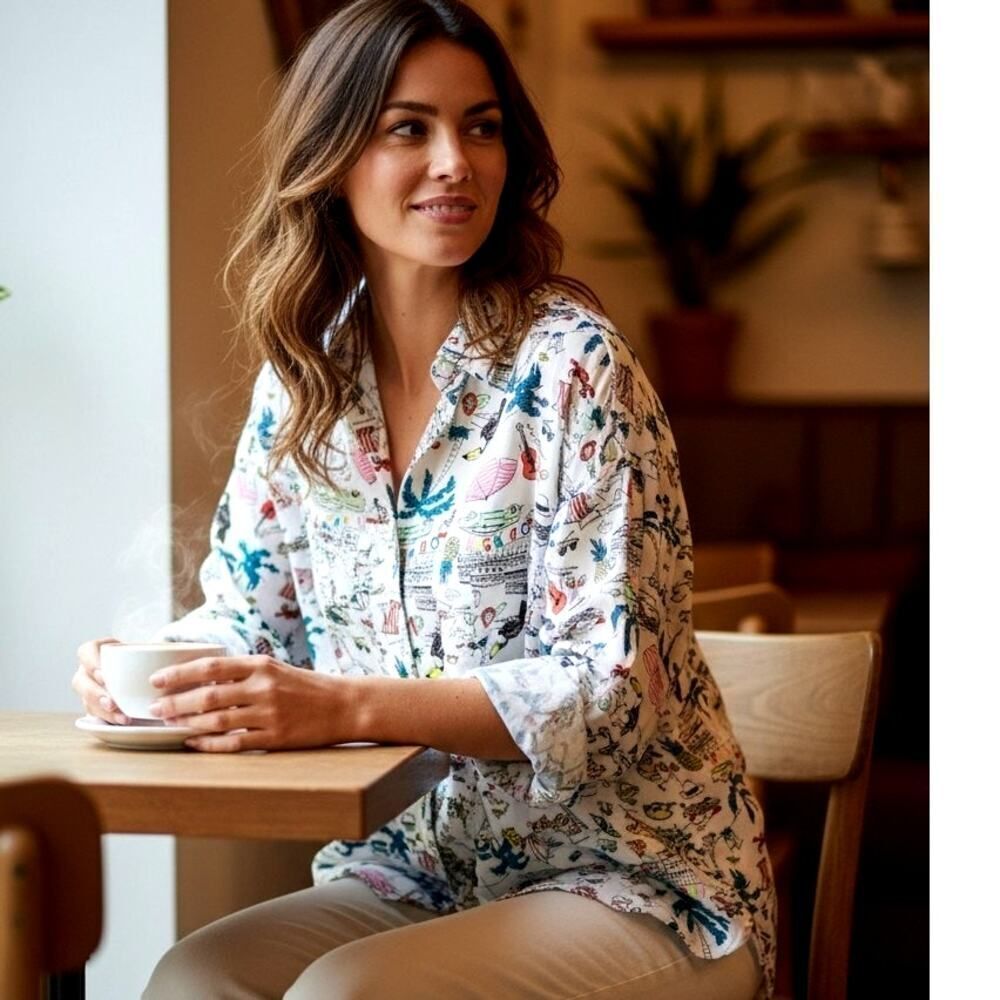 BOOHOO Womens Stylish White Long Sleeve Button Down Beach Blouse - Size: S